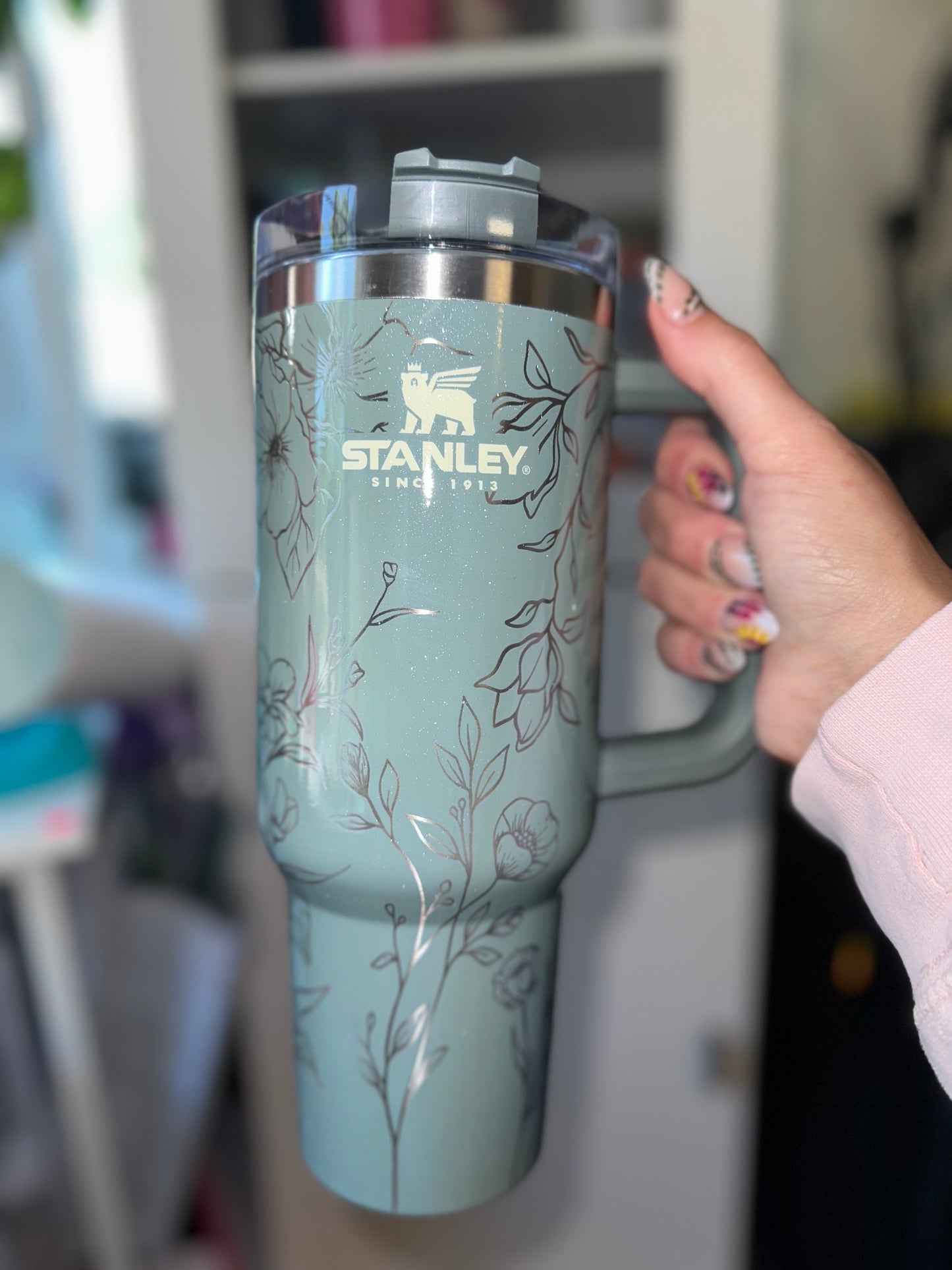 30 oz Silver sparkle powdercoat